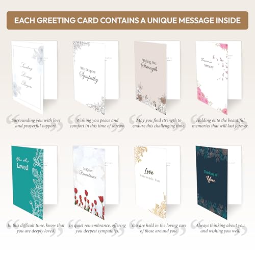 Box of Sympathy Cards with Envelopes - 24 Unique Designs, 4×6" - color: Unique