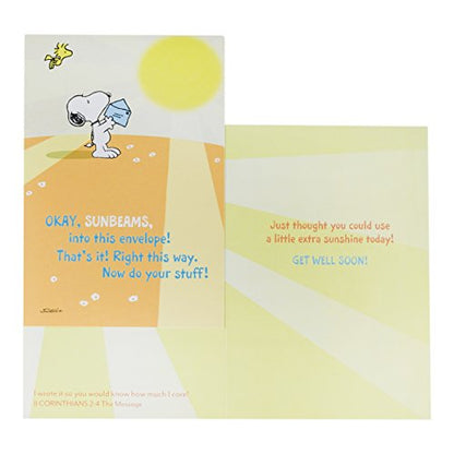 DaySpring - Peanuts - Get Well - 4 Design Assortment with Scripture - 12 Get Well Boxed Cards & Envelopes