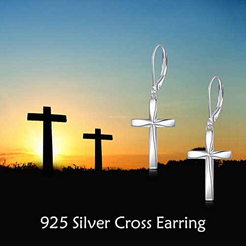 Cross Earrings 925 Sterling Silver Dangle Earring Gifts for Women - style: Origami