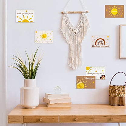 60 Pieces Here Comes the Son Boho Sun Baby Shower Thank You Cards,Includes 30 Pieces Envelopes and 30 Pieces Sunshine Blank Cards with Boho Stickers for Birthday Party Supplies - color: sun