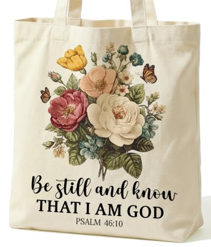 Christian Bible Verse Tote Bag for Women Faith Church - color: Be Still
