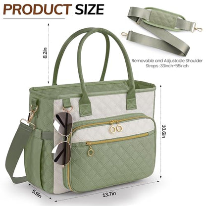 Large Bible Bag with Bible Cover Case for Women,Color-Blocking Quilted Church Tote Bag with Shoulder Strap, Christian Gifts for Women(Green) - color: Beige/Green