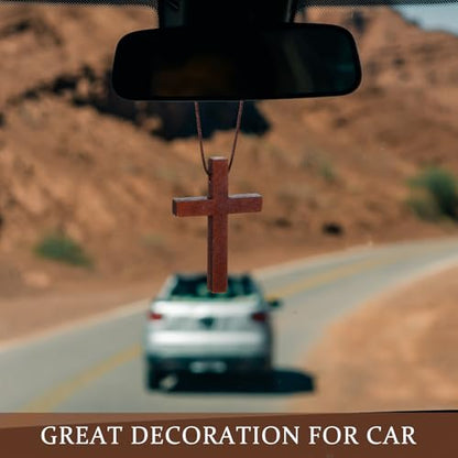 Ecation Wood Cross Necklace Bulk