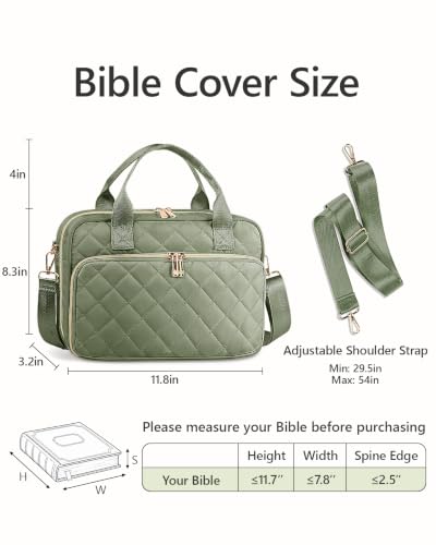 BellaHold Bible Cover Case for Women with All-in-One Bible Journaling Kit - color: Olive Green