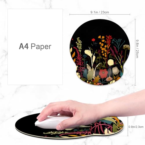 ITNRSIIET Ergonomic Mouse Pad with Wrist Support Wrist Rest Smooth Surface Non-Slip Rubber Base Comfortable Office Supplies Pain Relief, 9.8 x 9.1 inches, Pretty Flowers Plants - color: Pretty Flowers Plants