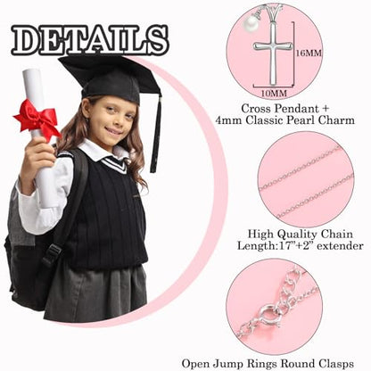 Cross Necklace for Girls Kids Christian Catholic Religious Gifts - color: Graduation -Girls