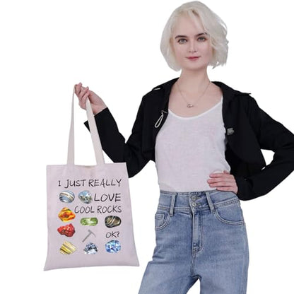 G2TUP Rockhounding Lovers Rock Collectors Tote Bag I Just Really Love Cool Rocks Geology Gifts Rock Hunter Handbag - color: Really Love Cool Rocks T Bag