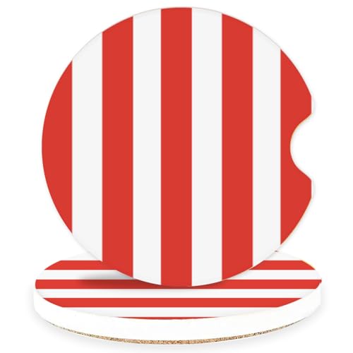 Ceramic Car Coasters – Absorbent Car Cup Holder Coaster Set for Women, Cute Aesthetic Car Accessories for Girls, 2 Pack (Fiery Red) - color: Fiery Red
