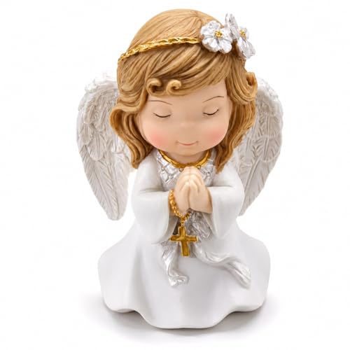 Comfy Hour 5 Inch Catholic Praying Angel Statue, Gold Cross - style: Rustic, Antique, Vintage