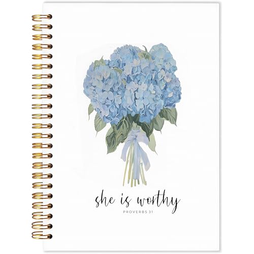 Inspirational Notebook Journal, Motivational spiral notebook journal for Women,Blue hydrangea Journals for Office School Supplies,Cottagecore Bule Flower Spiral Notebook, 5.5x8.3 Inch - color: Multiple Color-4
