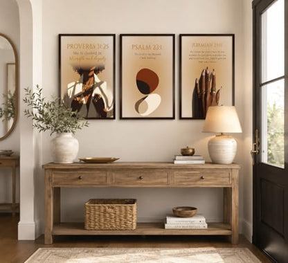 IEMIHZUM African American Girl Christian Wall Art Set of 3 16x24in - color: Poster Scripture, size: 24L"X16W"