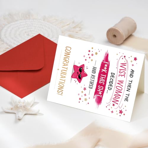 Funny Retirement Card for Women, Humorous Farewell Card - color: BK-050