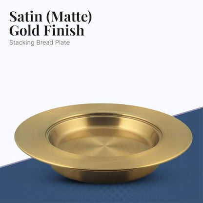 Communion Ware | Stainless Steel Communion Gold Bread Plate for Churches | Holy Stackable Communions Bread and wafers Serving Plate | Communions Supplies – Matte Gold Finish