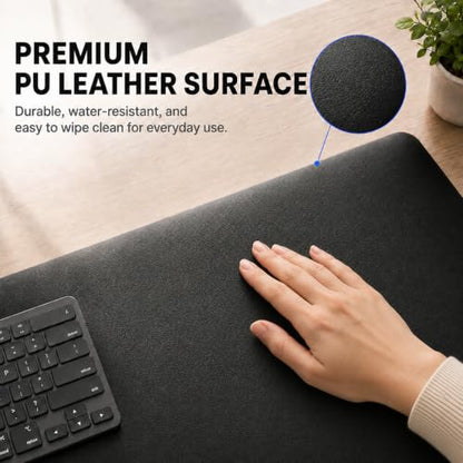 KTRIO Large Gaming Mouse Pad Desk Mat for Gamer, 31.5" x 11.8", Black PU - color: Black PU, size: 31.5l X 11.8w Inches