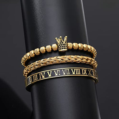 WFYOU Stainless Steel Bracelets for Men Gold Cuff Bracelet Birthday Gifts - color: Gold 10