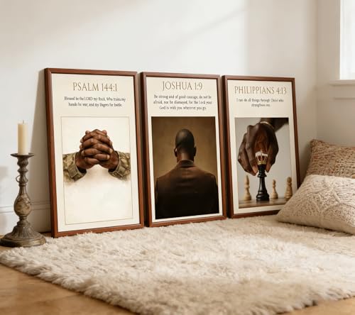 MOGUPA 3Pcs Black Man Christian Poster Canvas Wall Art 12x16 in Unframed - color: Black Man Bible, size: 16"L x 12"W
