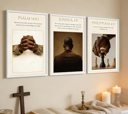 MOGUPA 3Pcs Black Man Christian Poster Canvas Wall Art 12x16 in Unframed - color: Black Man Bible, size: 16"L x 12"W