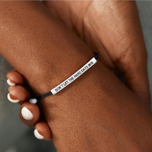 God is in Control Leather Bracelet, Stainless Steel Christian Faith Braided Engraved Bar Bracelets Self Worth Motivation Bracelet Inspirational Friendship Jewelry for Men Women - color: Don't Black&Silver