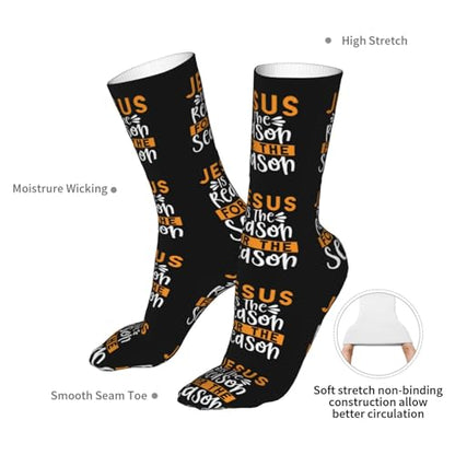 Happy New Year 2024 Unisex Sports Socks - Winter Casual Dress Fashion Socks - color: Jesus is the Reason for the Christmas Season1