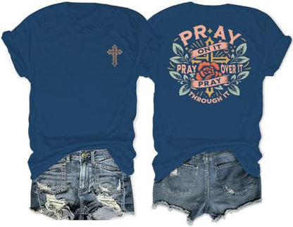 Christian Jesus Faith T Shirts for Women - color: Dark Blue1, size: XX-Large