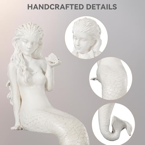 Large Mermaid Statue, 26 in DIY Outdoor Garden Sculpture Figurines - color: Mermaid-25.6"
