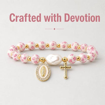 Holy Water Bracelet for Women,Religious Christian FaithJewelry - color: Red
