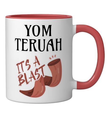 Yom Teruah It's a Bang Ceramic Mug, Red/White - color: Red/White, size: 11 Ounces