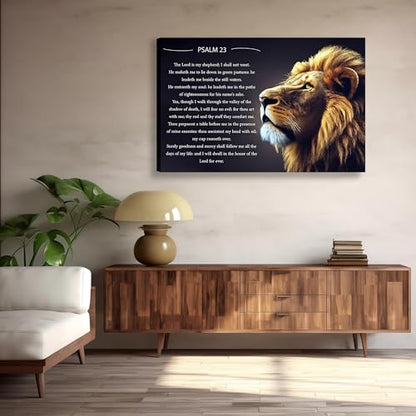 GFGVZLSK Lion of Judah Psalm 23 Canvas Wall Art 16x24 in - color: Psalm 23, size: 24"L x 16"W