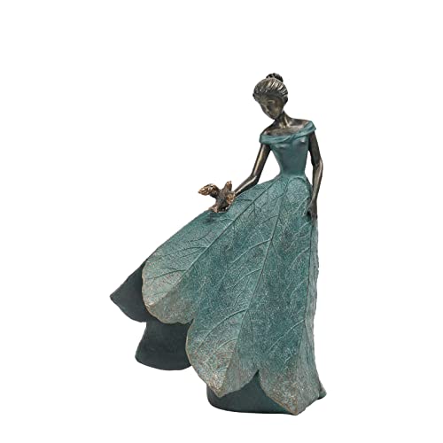 Guichifun Fairy Statue Leaf Angel Girls Gardening Gifts for Women - color: Green-bird, size: Small