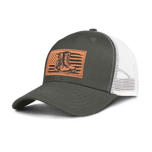 Hat for Men Women, Baseball Cap Gifts for Men Women, Adjustable Cotton Leather Patch Trucker Baseball Cap - color: Veteran-shoes
