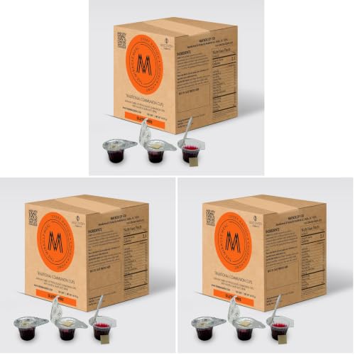 Pre Packaged GLUTEN FREE Traditional Communion Cups | Box of 100 with Juice and Wafer (Pack of 3) - size: Box of 100 Gluten Free (Pack of 3)