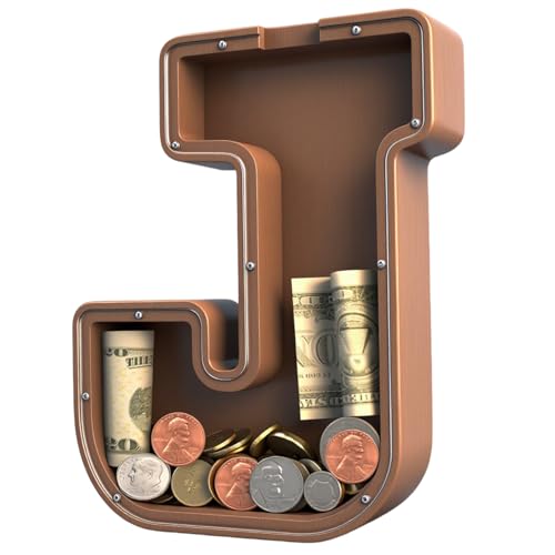 UBeesize 12in Extra Large Wooden Piggy Bank,Letter Piggy Bank for Boys Girls,Money Coin Bank for Kids,Christmas,Birthday,Children“s Gift and Home Office Decoration（J） - color: J, size: 12 inches