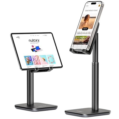 Nulaxy Height Angle Adjustable Phone Stand for Desk, Black