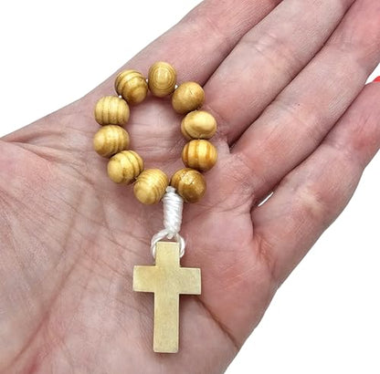 TALISMAN4U Catholic Finger Rosary Wooden Prayer Rings, 12 Pack