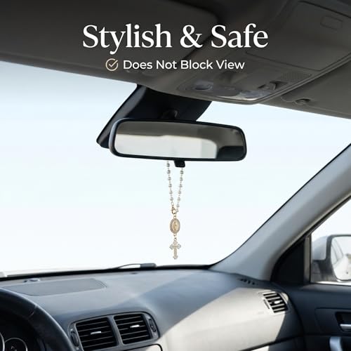 Car Rosary for Car, Steering Wheel Charm, Steering Wheel Rosary, White - style: C