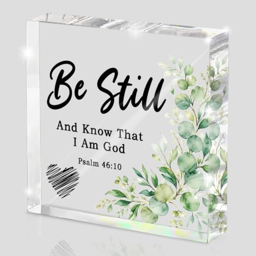 Eucalyptus Home Bathroom Decor, Be Still And Know That I Am God Desk Decorations, Bathroom Counter Decor, Sign for Living Room Home Office Mantle Coffee Bar Bookshelf Kitchen Entryway - color: still