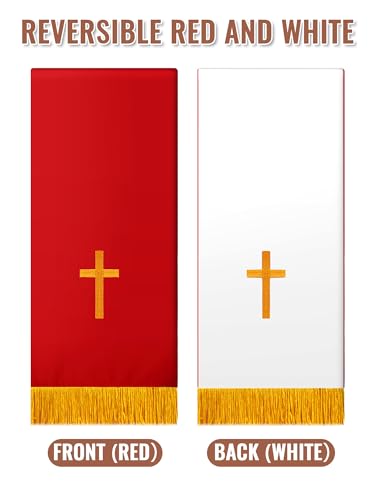 Cutecrop 3 Set Parament Table Runner Altar Cloth Red and White - color: Red and White