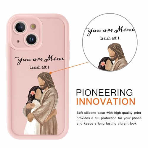for iPhone 15 6.1'' Cute Bible Verse Hug Phone Case - color: Pink-You Are Mine, size: iPhone 15