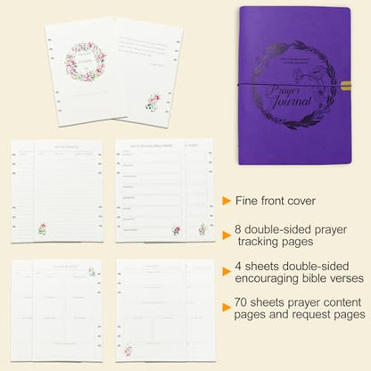 Prayer Journal for Woman, Leather Bible Journal - color: Purple