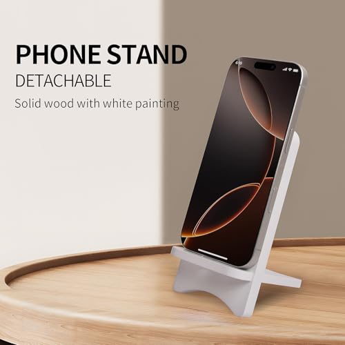 Cell Phone Stands, Desktop Stand, Luxury Nature Wood Simple Phone Stand, Compatible with iPhone & All Cell Phones, Ultra-Stable, Portable & Non-Slip Design, 2 Pieces, White - color: White