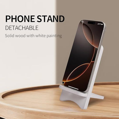 Cell Phone Stands, Desktop Stand, Luxury Nature Wood Simple Phone Stand, Compatible with iPhone & All Cell Phones, Ultra-Stable, Portable & Non-Slip Design, 2 Pieces, White - color: White