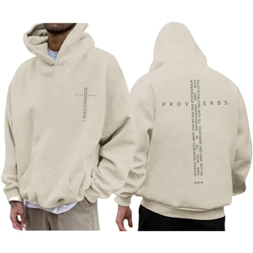 Christian Hoodies for Men Inspirational Religious Faith Cross Sweatshirts Vintage Bible Verse Graphic Hoodie Pullover - color: Apricot, size: Small