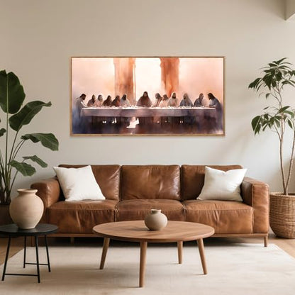 Aurlan The Last Supper Framed Canvas Wall Art 40x20 Inch - color: The Last Supper, size: 40"L x 20"W