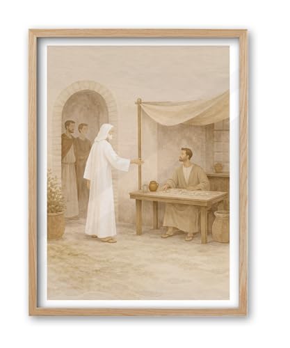 iHery 16x20in Jesus Calls Matthew Framed Christian Wall Art - color: OAK Framed Calls Matthew, size: 20"L x 16"W