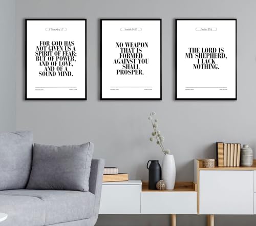 Bible Verse Christian Wall Art, 3 Piece Unframed Scripture Prints, 12x16 - color: Bible Verses, size: 16"L x 12"W