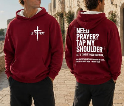Christian Sweatshirts For Women Need Prayer Tap My Shoulder Hoodie Sweater - color: Claret-1, size: Medium