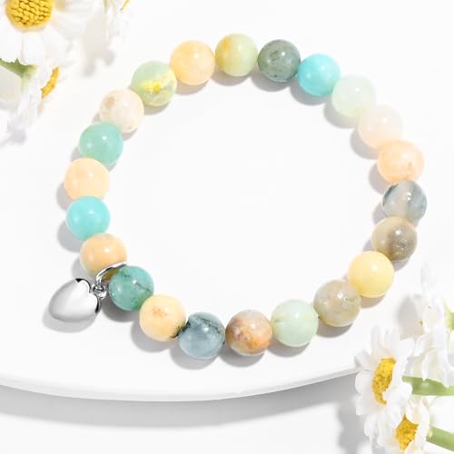 VIBILIA Cross Beaded Bracelets for Women, Birthday Gifts - color: C 2. Heart - Amazonite