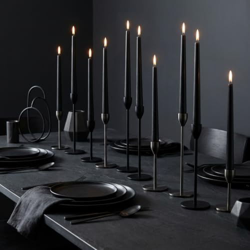 Leor & Lair Black Taper Candles, 40 Pack, 10 Inch Bulk Candlesticks - color: Black
