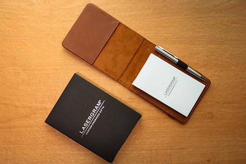 LaserGram Mini Padfolio with Notepad and Pen, Christian Cross, Personalized Engraving Included (Dark Brown) - color: Dark Brown