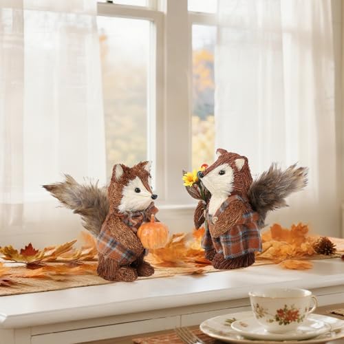 winemana 2 Pack Fox Fall Decorations for Home, Thanksgiving Table Decor - style: style 2